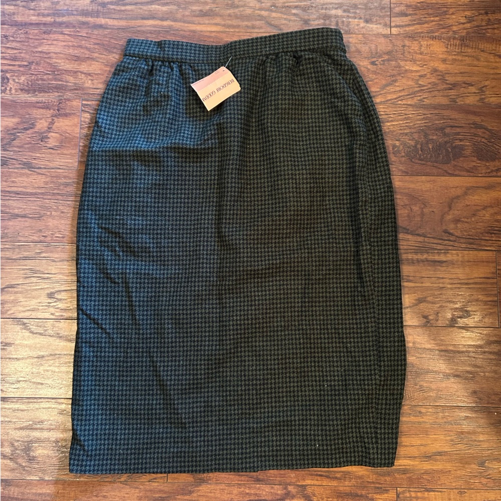 Vintage Bergdorf Goodman green plaid skirt NWT